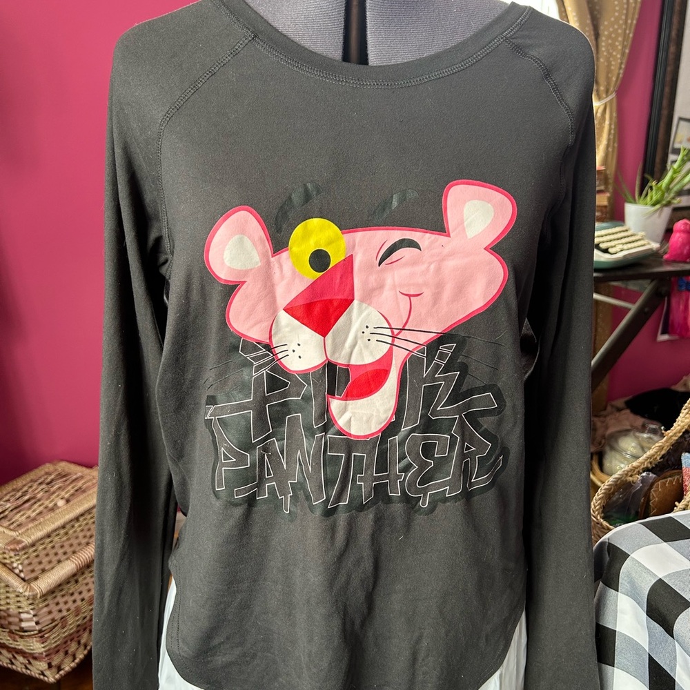 PINK Victoria's Secret Black Pink Panther Long Sleeve Tee